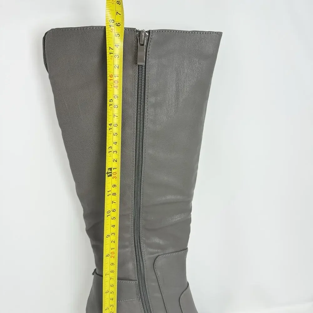 Journee Collection Carver Women’s Size 8 Grey Wide Calf Knee High Boots New